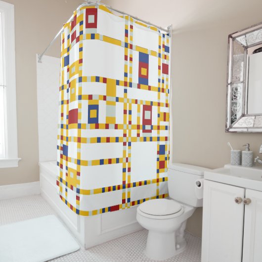 Piet Mondrian - Broadway Boogie Woogie Moderne Kun Duschvorhang (Beispiel)