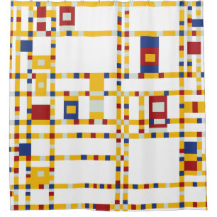 Piet Mondrian - Broadway Boogie Woogie Moderne Kun Duschvorhang