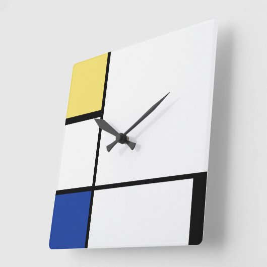 Piet Mondrian - Geometrisch Abstrakt Quadratische Wanduhr (Winkel)