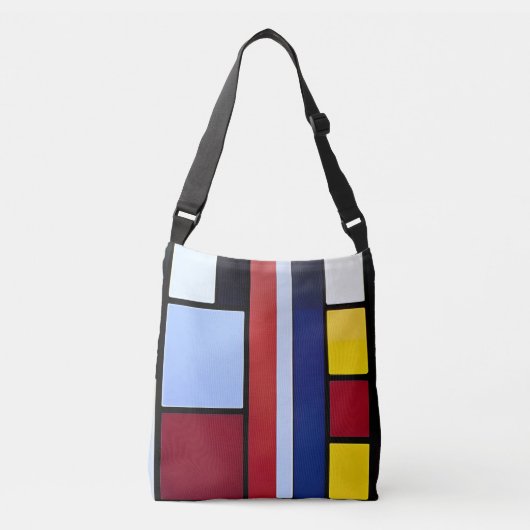 Piet Mondrian Inspirierte Abstrakte Body-Cross-Tas Tragetaschen Mit Langen Trägern (Vorderseite)