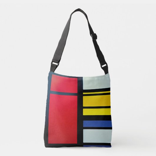 Piet Mondrian Inspirierte Abstrakte Body-Cross-Tas Tragetaschen Mit Langen Trägern (Vorderseite)