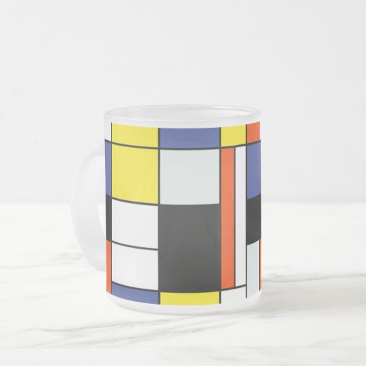 Piet Mondrian Komposition A - Abstrakte Moderne Ku Mattglastasse (Vorderseite Links)