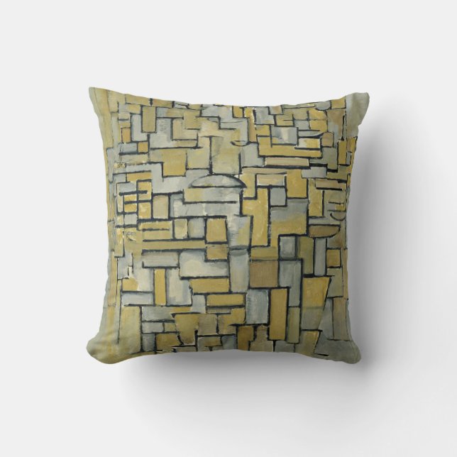 Piet Mondrian Komposition in Braun und Grau Kissen (Vorderseite)