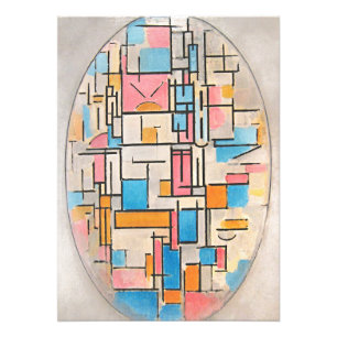 Piet Mondrian Komposition in Oval Kunstposter Fotodruck