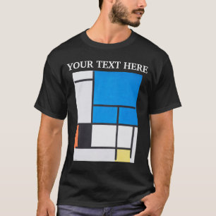 Piet Mondrian Komposition mit großem blauen Flugze T-Shirt