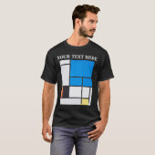 Piet Mondrian Komposition mit großem blauen Flugze T-Shirt (Vorne ganz)