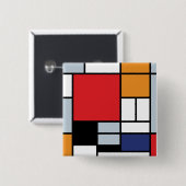 Piet Mondrian - Komposition mit großem rotem Flugz Button (Vorne & Hinten)