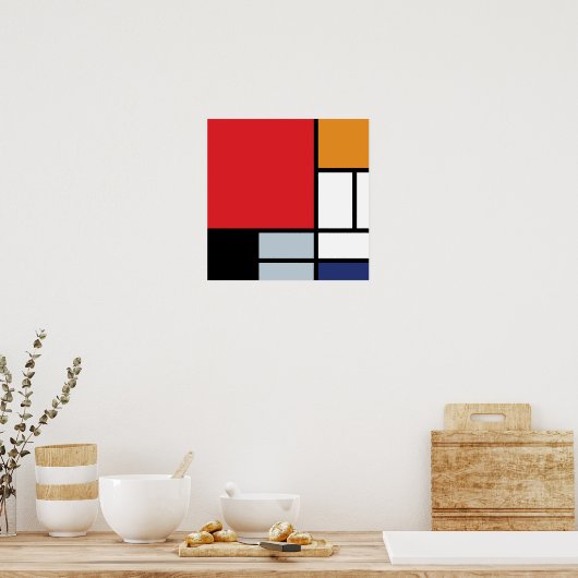 Piet Mondrian - Komposition mit großem rotem Flugz Poster (Küche)