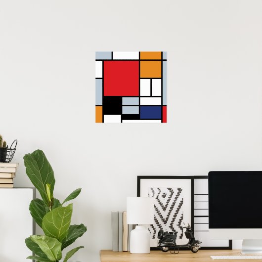 Piet Mondrian - Komposition mit großem rotem Flugz Poster (Heimbüro)