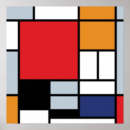 Piet Mondrian - Komposition mit großem rotem Flugz Poster (Vorne)