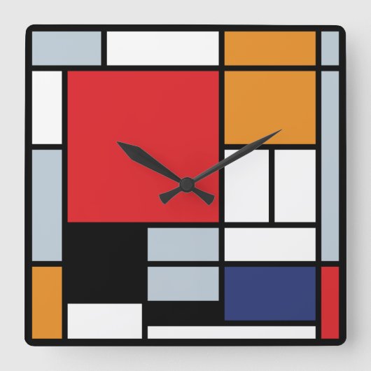 Piet Mondrian - Komposition mit großem rotem Flugz Quadratische Wanduhr (Vorderseite)