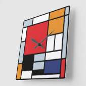 Piet Mondrian - Komposition mit großem rotem Flugz Quadratische Wanduhr (Winkel)
