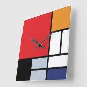Piet Mondrian - Komposition mit großem rotem Flugz Quadratische Wanduhr (Winkel)