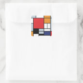 Piet Mondrian - Komposition mit großem rotem Flugz Quadratischer Aufkleber (Tasche)
