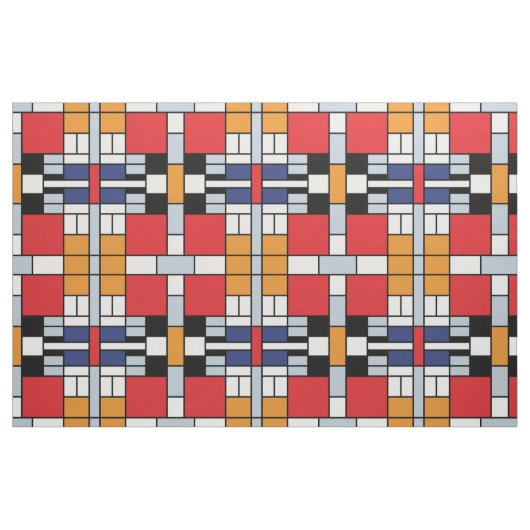 Piet Mondrian - Komposition mit großem rotem Flugz Stoff (Fat Quarter (45,7 x 55,9 cm))