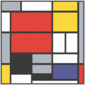 Piet Mondrian, Komposition mit großem rotem Flugze Aufkleber (Vorderseite)
