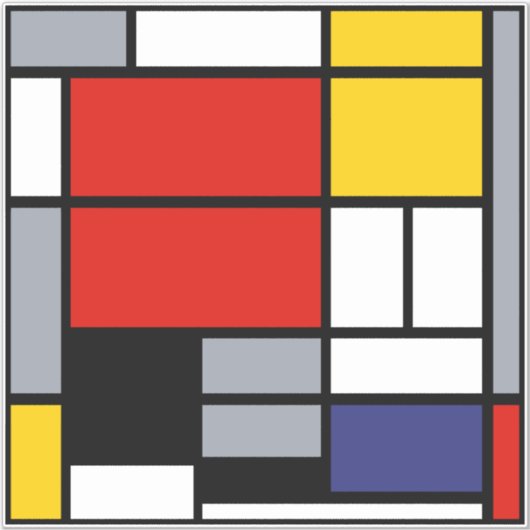 Piet Mondrian, Komposition mit großem rotem Flugze Aufkleber (Vorderseite)