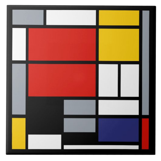 Piet Mondrian, Komposition mit großem rotem Flugze Fliese (Vorderseite)