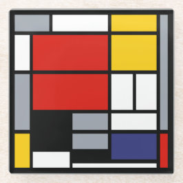 Piet Mondrian, Komposition mit großem rotem Flugze Glasuntersetzer