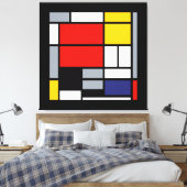 Piet Mondrian, Komposition mit großem rotem Flugze Leinwanddruck (Insitu (Schlafzimmer))