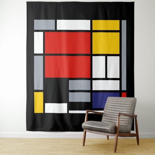 Piet Mondrian, Komposition mit großem rotem Flugze Wandteppich (Beispiel)