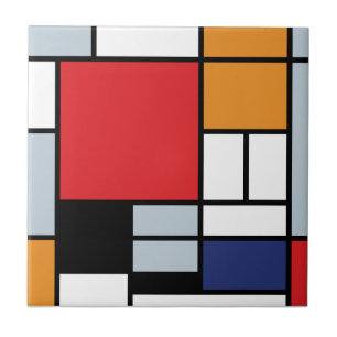 Piet Mondrian - Komposition mit großer roter Fläch Fliese