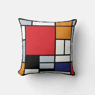Piet Mondrian - Komposition mit großer roter Fläch Kissen