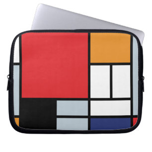 Piet Mondrian - Komposition mit großer roter Fläch Laptopschutzhülle