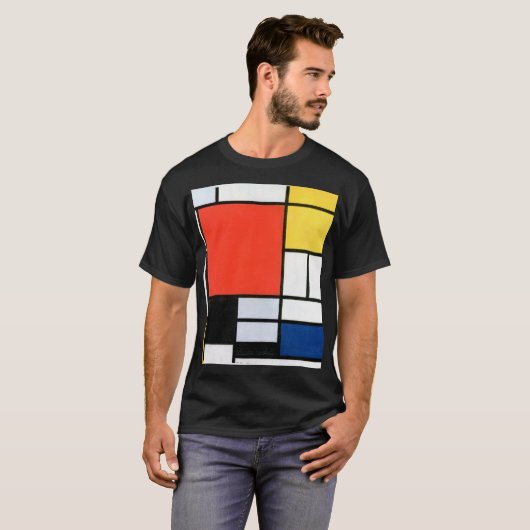 Piet Mondrian Komposition Red Yellow Blue Black T-Shirt (Vorne ganz)