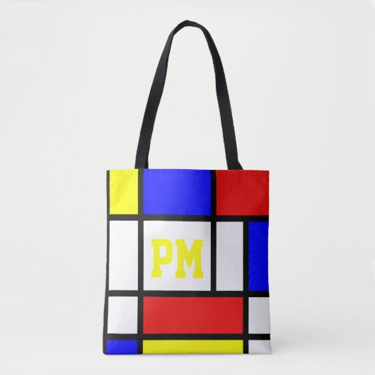 Piet Mondrian-Kunst-Art-moderne helle Initialen Tasche (Vorderseite)