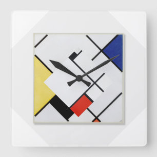 Piet Mondrian Modern Art Clock Quadratische Wanduhr