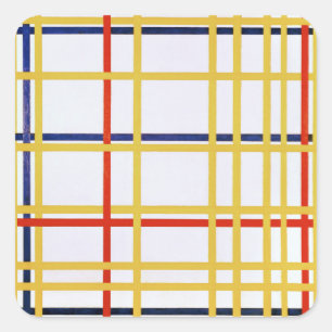 Piet Mondrian New York City I Abstrakte Kunst Quadratischer Aufkleber