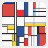 Piet Mondrian Quadratischer Aufkleber (Vorderseite)