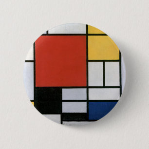Piet Mondrian Rot Blau Gelb Abstrakte Kunst Button