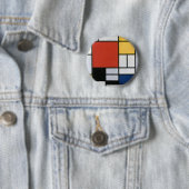 Piet Mondrian Rot Blau Gelb Abstrakte Kunst Button (Beispiel)