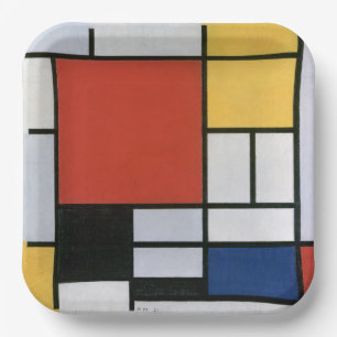 Piet Mondrian Rot Blau Gelb Abstrakte Kunst Pappteller