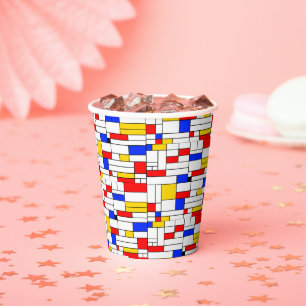 Piet Mondrian Stil abstraktes Kunstkaffeetasse Pap Pappbecher