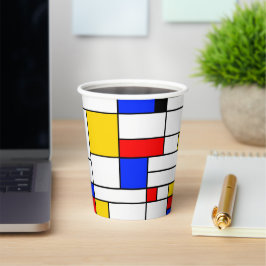 Piet Mondrian Style Abstrakt Art Paper Cups Pappbecher