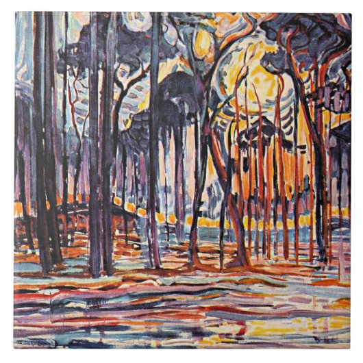 Piet Mondrian, Wälder bei Oele, Fliese (Vorderseite)