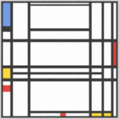 Piet Mondrian, Zusammensetzung 10 Aufkleber (Vorderseite)