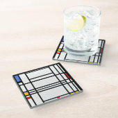 Piet Mondrian, Zusammensetzung 10 Glasuntersetzer (Schrägansicht)