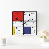 Piet Mondrian, Zusammensetzung C Quadratische Wanduhr (Zuhause)