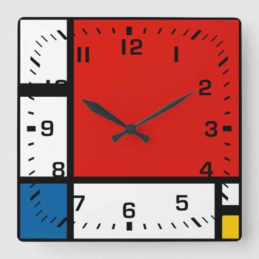 Piet Mondrian, Zusammensetzung II Quadratische Wanduhr (Vorderseite)