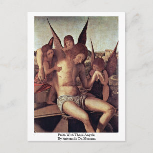 Pieta mit drei Engeln von Antonello da Messina Postkarte
