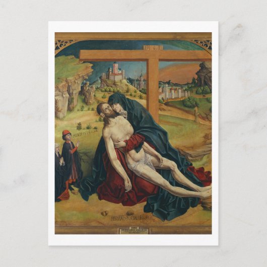Pieta mit zwei Spendern (Öl auf Tafel) Postkarte (Vorderseite)