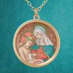 Pieta (SAU 23) Vergoldete Kette<br><div class="desc">Zwischen der Abstammung vom Kreuz und dem Zorn beklagte sich Christus... vor allem von seiner Mutter. Der Begriff Pieta, abgeleitet aus dem italienischen Wort für "Mitleid", wird der dritten - und letzten - Art der Darstellung der trauernden BVM gegeben. In einer Pieta knallt Maria den Körper Jesu auf ihren Schoß,...</div>