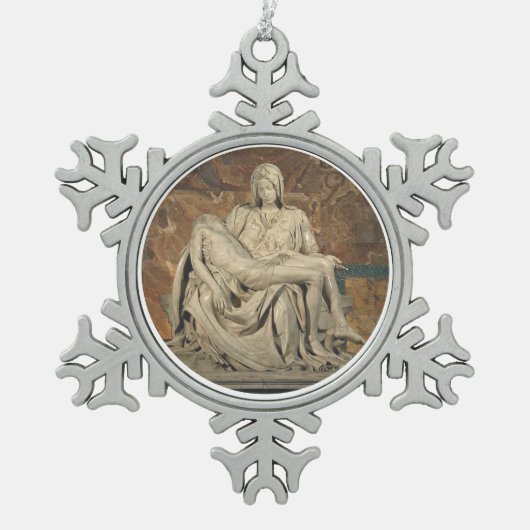 Pieta-Zinn-Verzierung Schneeflocken Zinn-Ornament (Vorderseite)