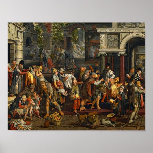 Pieter Aertsen - Christliche Barmherzigkeit Poster (Vorne)