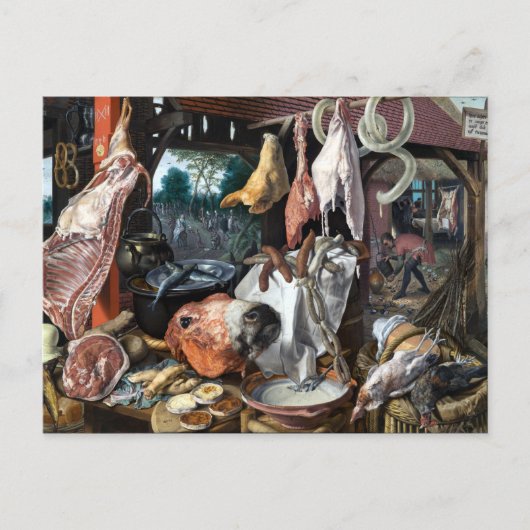 Pieter Aertsen Ein Fleischstand mit der Heiligen F Postkarte (Vorderseite)