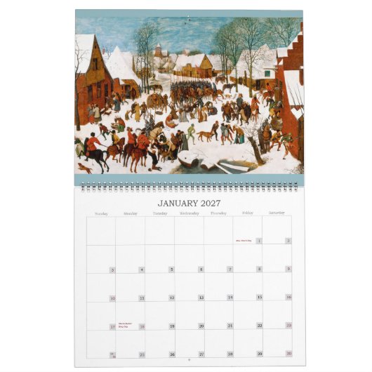 Pieter Bruegel ältere enorme 2016 Kalender (Jan 2027)
